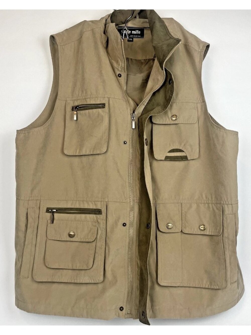 Mode Mille Khaki Gilet Sleeveless Jacket Vest Men’s 3XL Utility Style